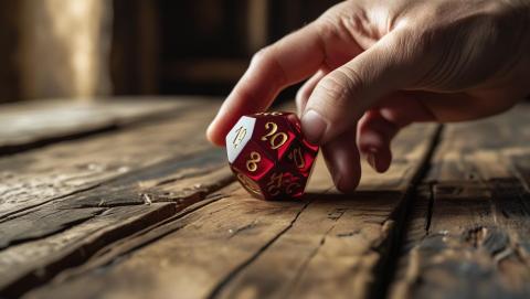 Hand rolling a 25-sided die